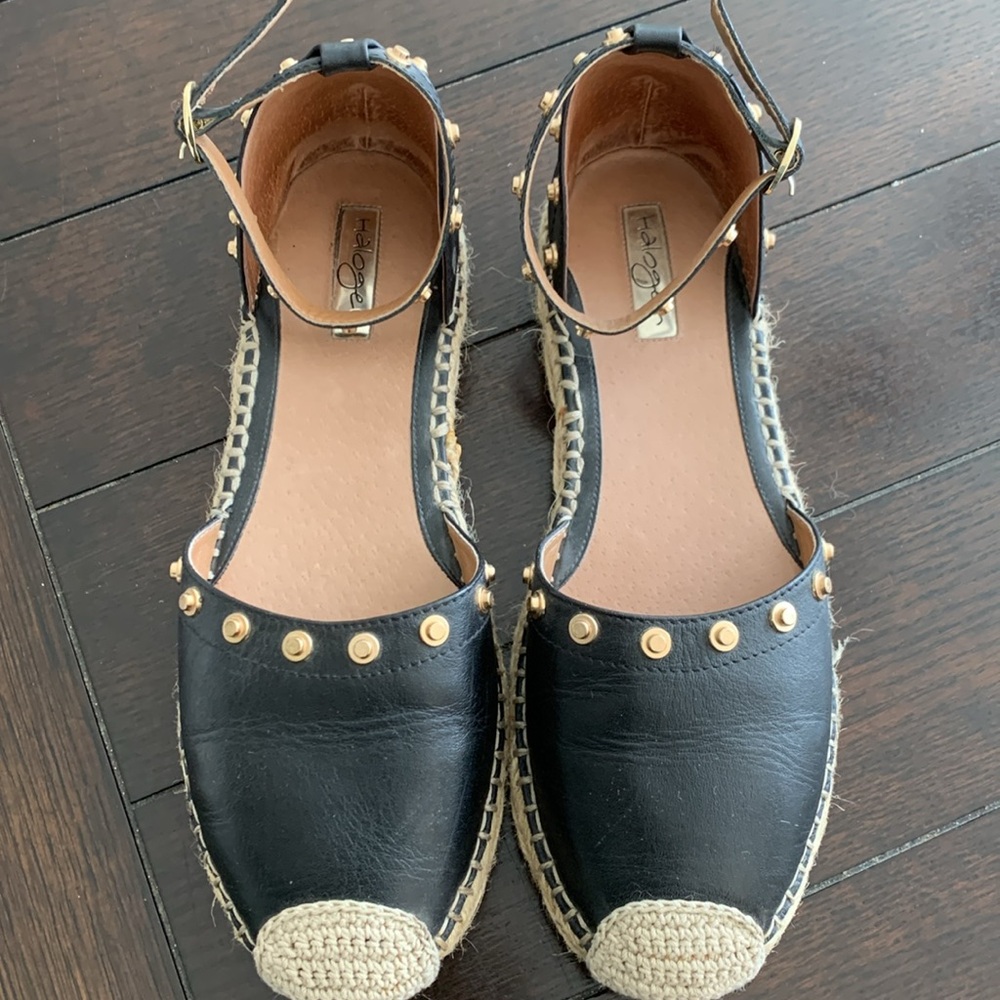 HALOGEN BLACK ESPADRILLES WITH GOLD STUDS - Picture 2 of 4